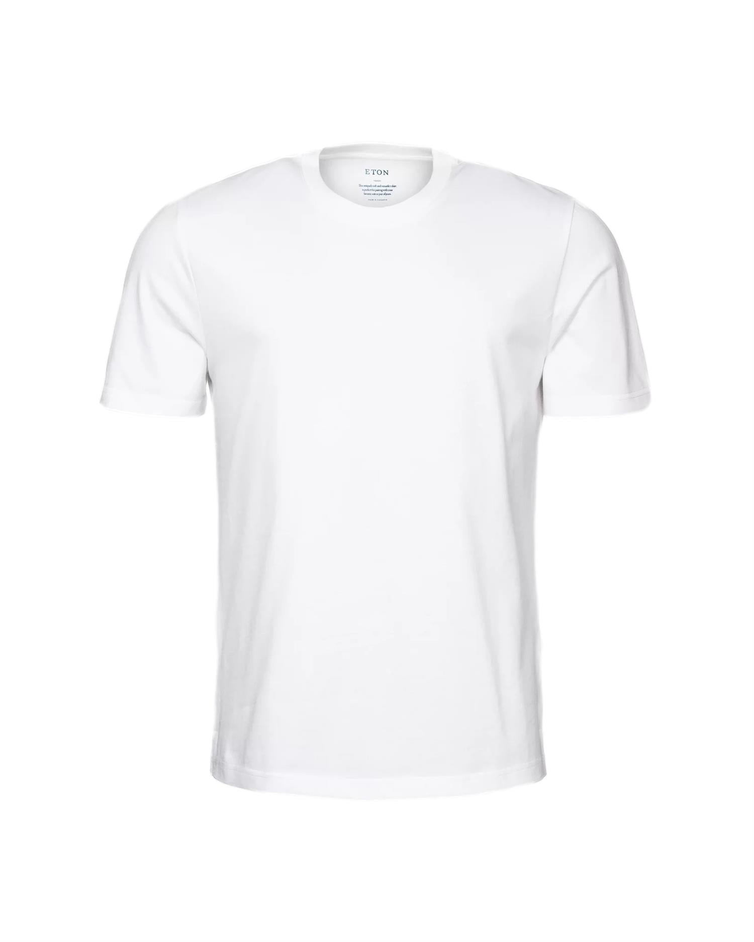 Eton White Cotton Single Jersey T-shirt T-Shirt Hvit - chrismoa.no