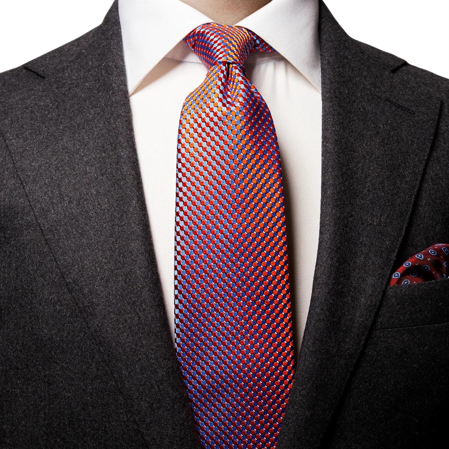 Eton Orange Geometric Silk Tie Slips Oransje - chrismoa.no