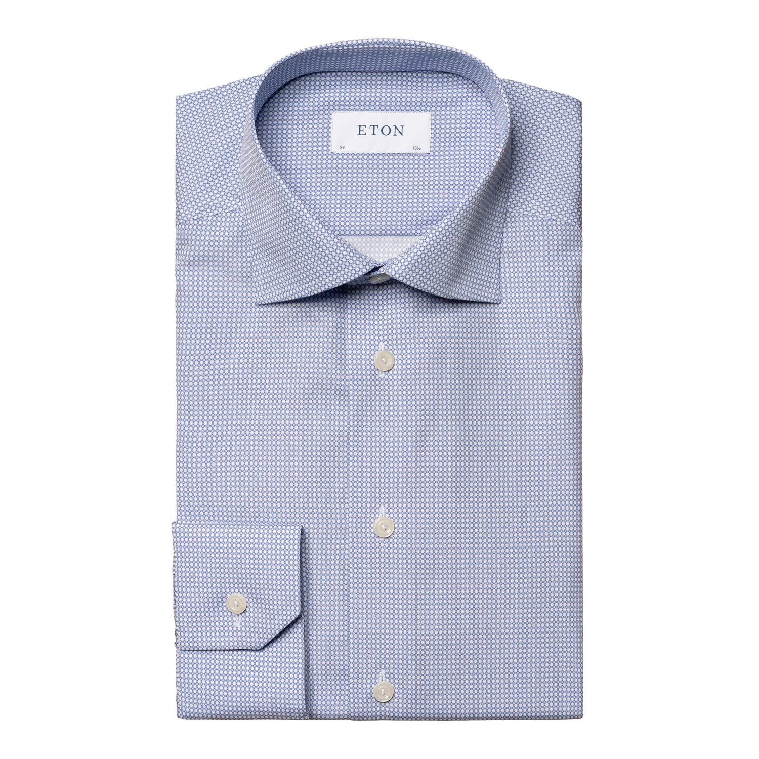 Eton Micro Print Signature Poplin Shirt Skjorte Mønster - chrismoa.no