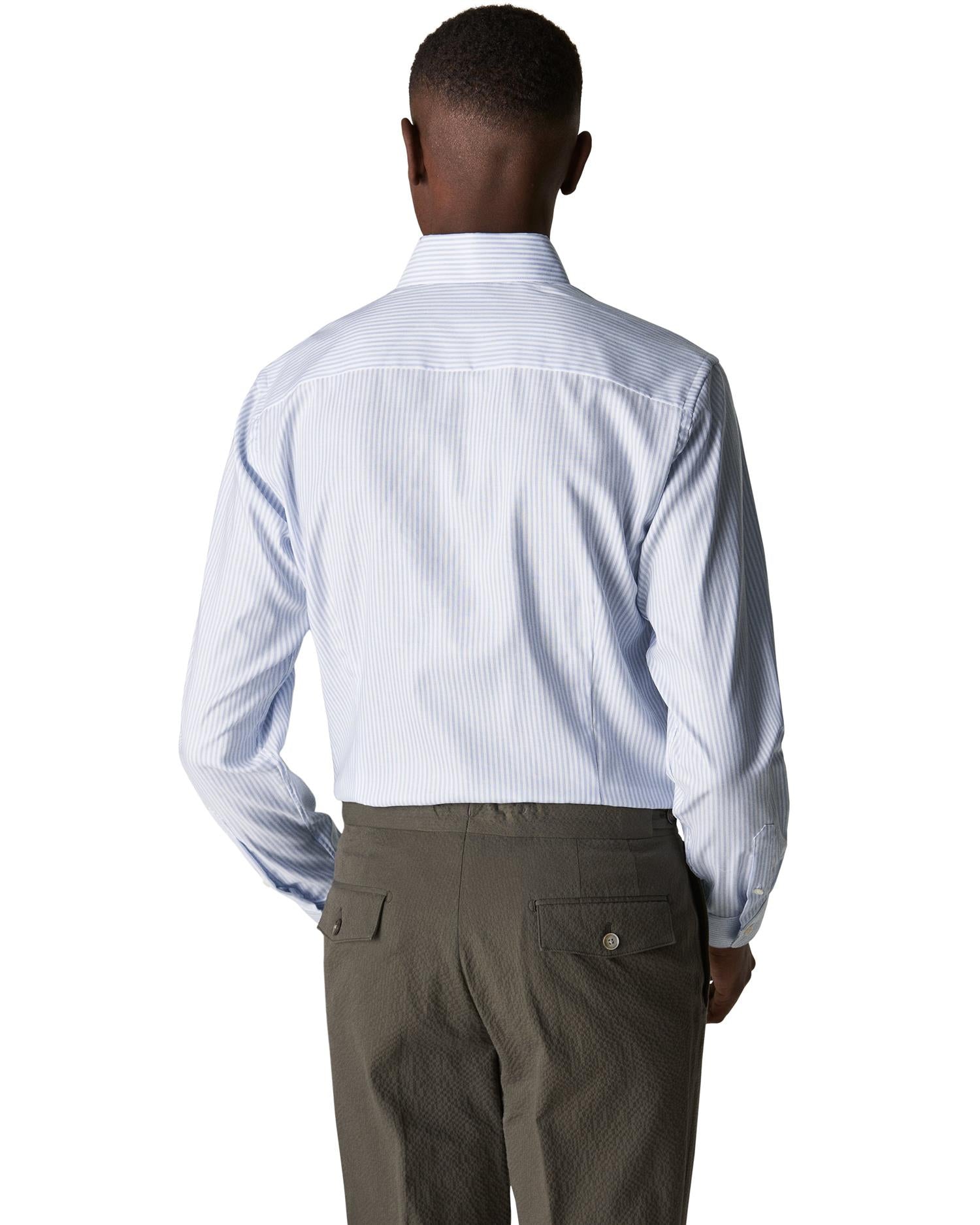 Eton Slim Striped Oxford Skjorte Lyseblå - chrismoa.no