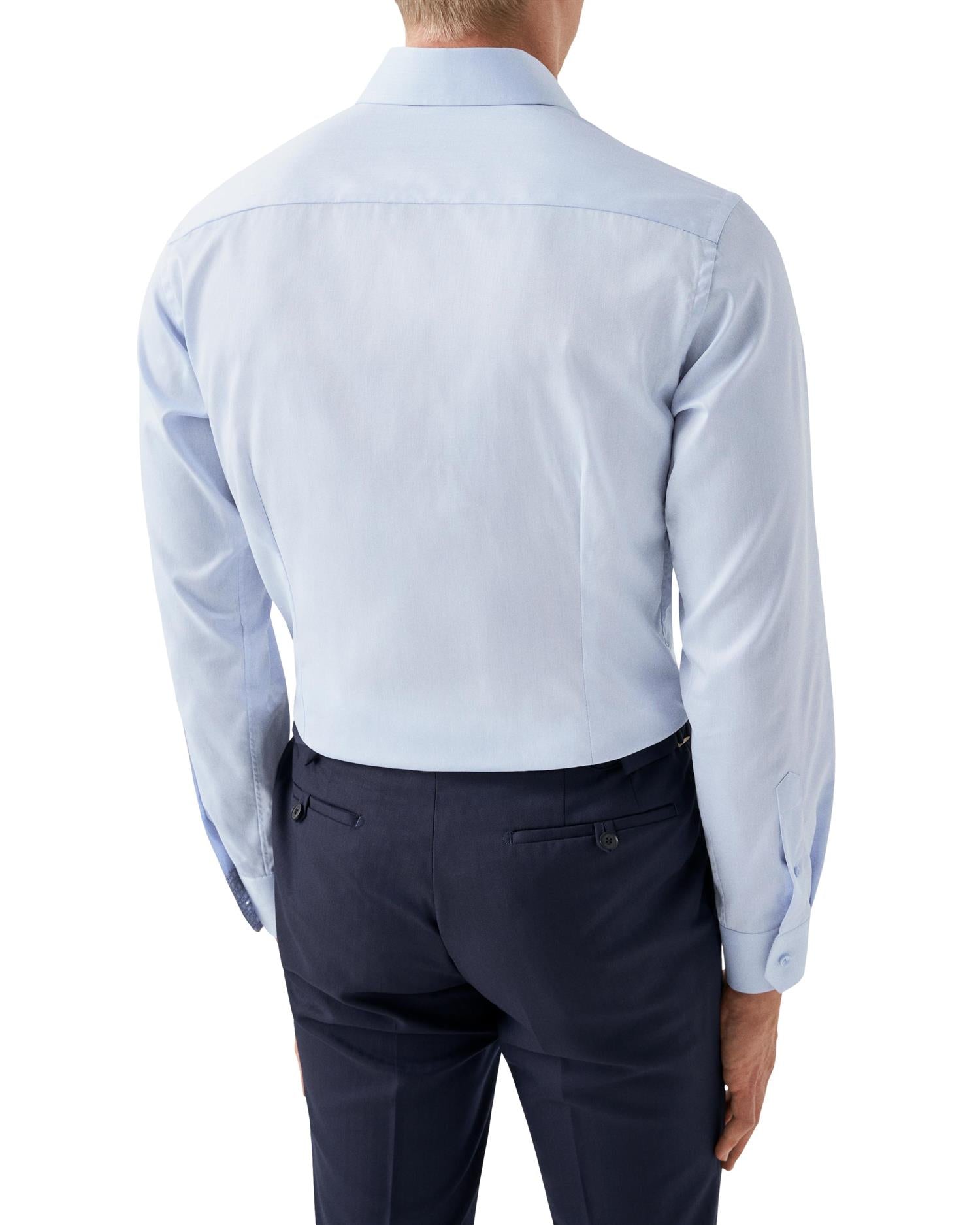 Eton Light Blue Geometric Print Effect Signature Twill Shirt Skjorte Lyseblå - chrismoa.no