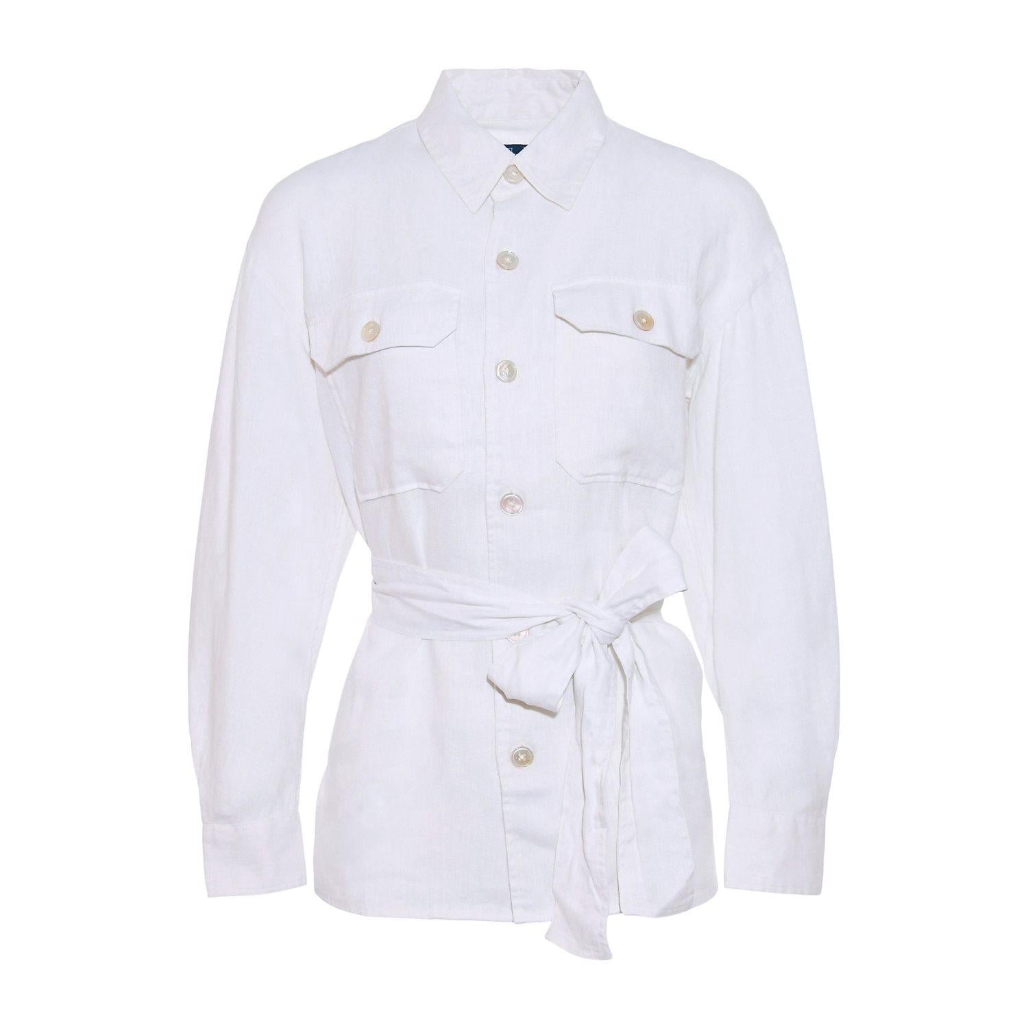 Polo Ralph Lauren Long sleeve linen button shirt Skjorte Hvit - chrismoa.no