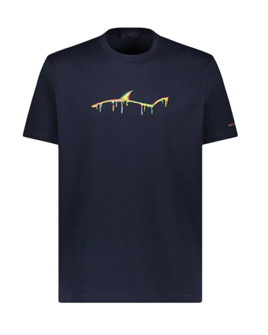 Paul & Shark Cotton Jersey with multicolor embroidery T-Shirt Mørkeblå - chrismoa.no