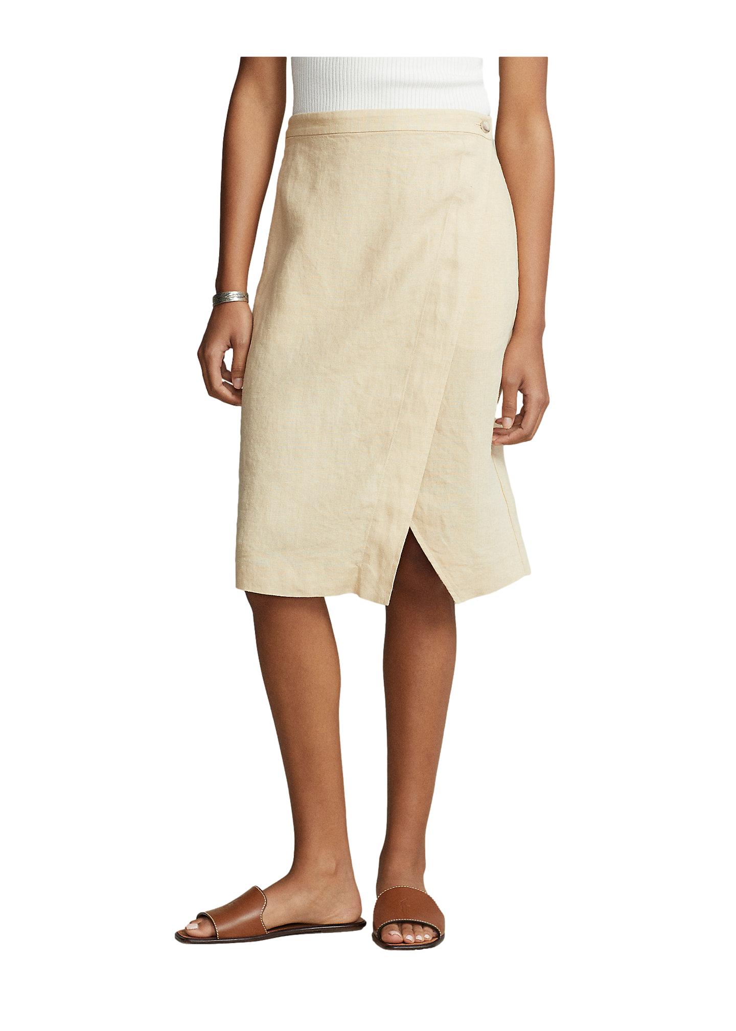 Polo Ralph Lauren Linen Wrap Skirt Skjørt Beige - chrismoa.no