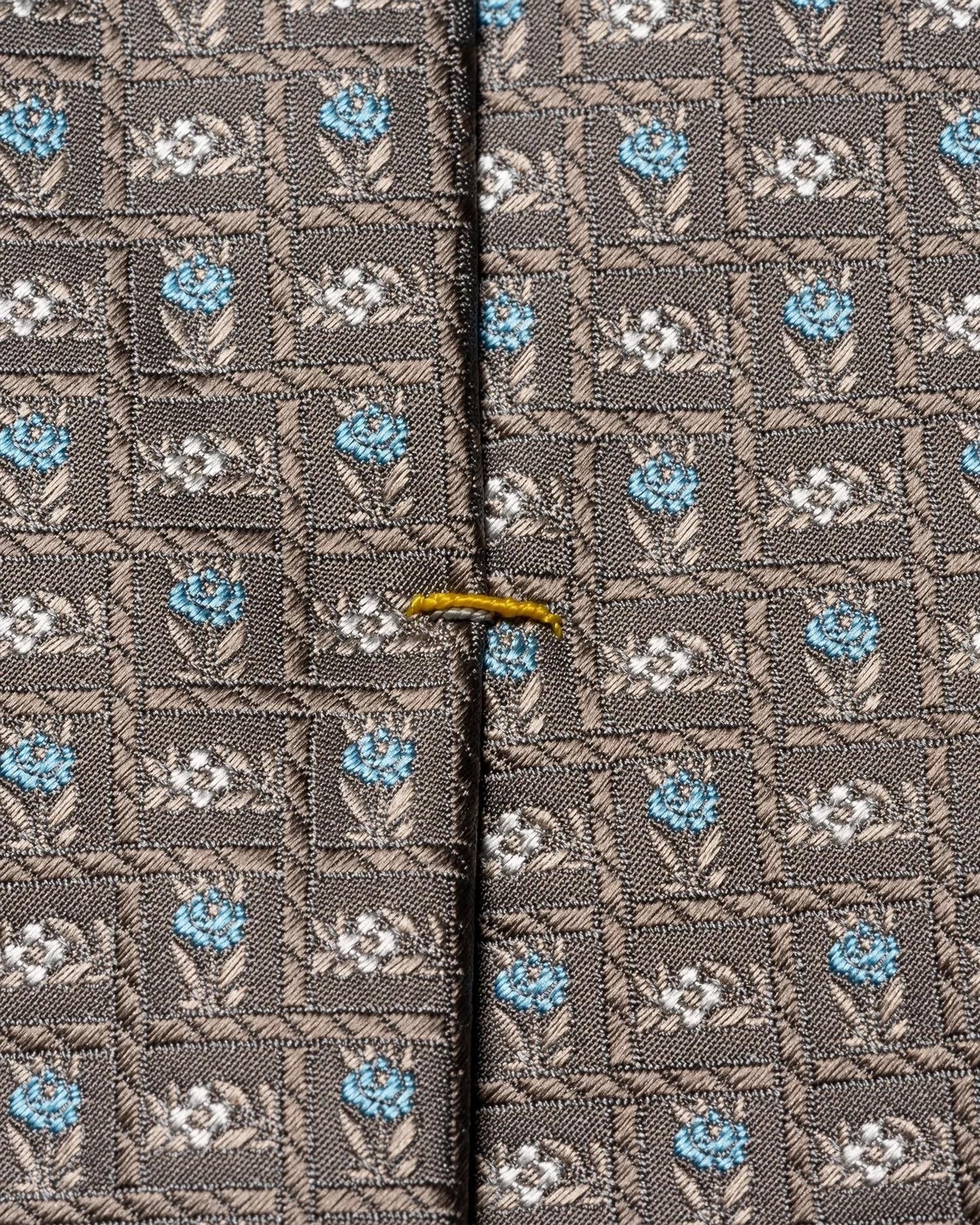 Eton Gray Micro Floral Print Silk Jacquard Tie Slips Grå - chrismoa.no