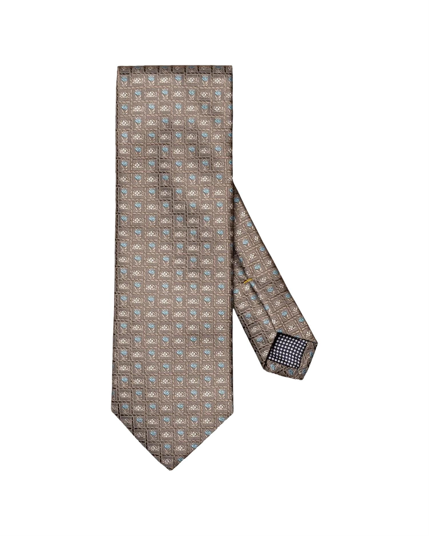 Eton Gray Micro Floral Print Silk Jacquard Tie Slips Grå - chrismoa.no