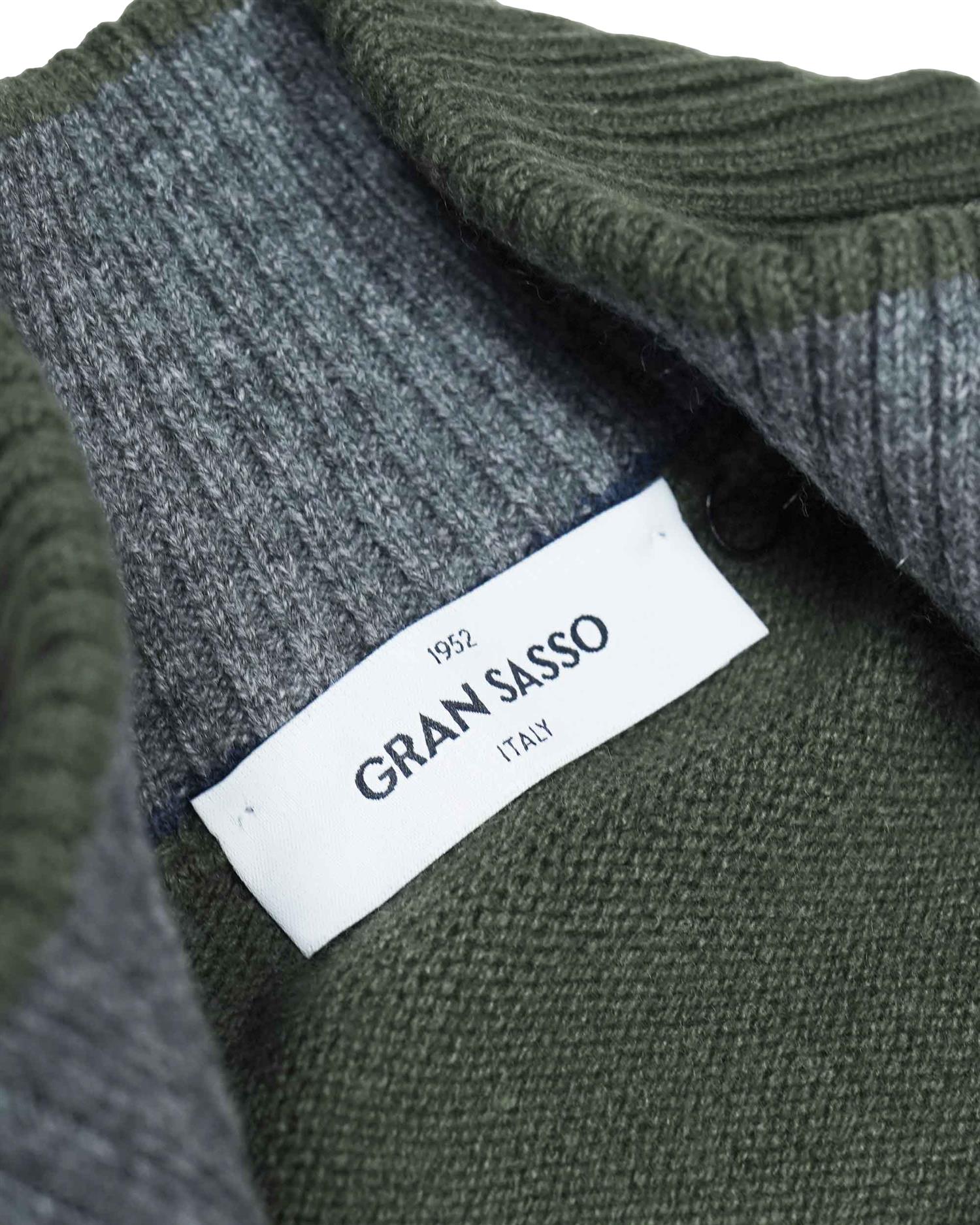 Gran Sasso 2-Ply Cashmere Blend Mock Zip Genser Militærgrønn - chrismoa.no