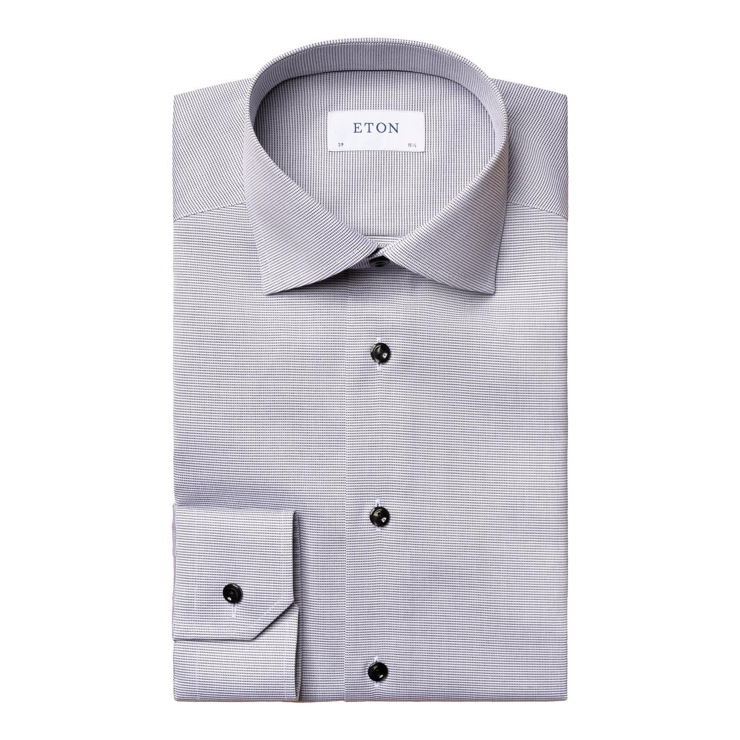 Eton Slim Grey Twill Shirt Skjorte Grå - chrismoa.no