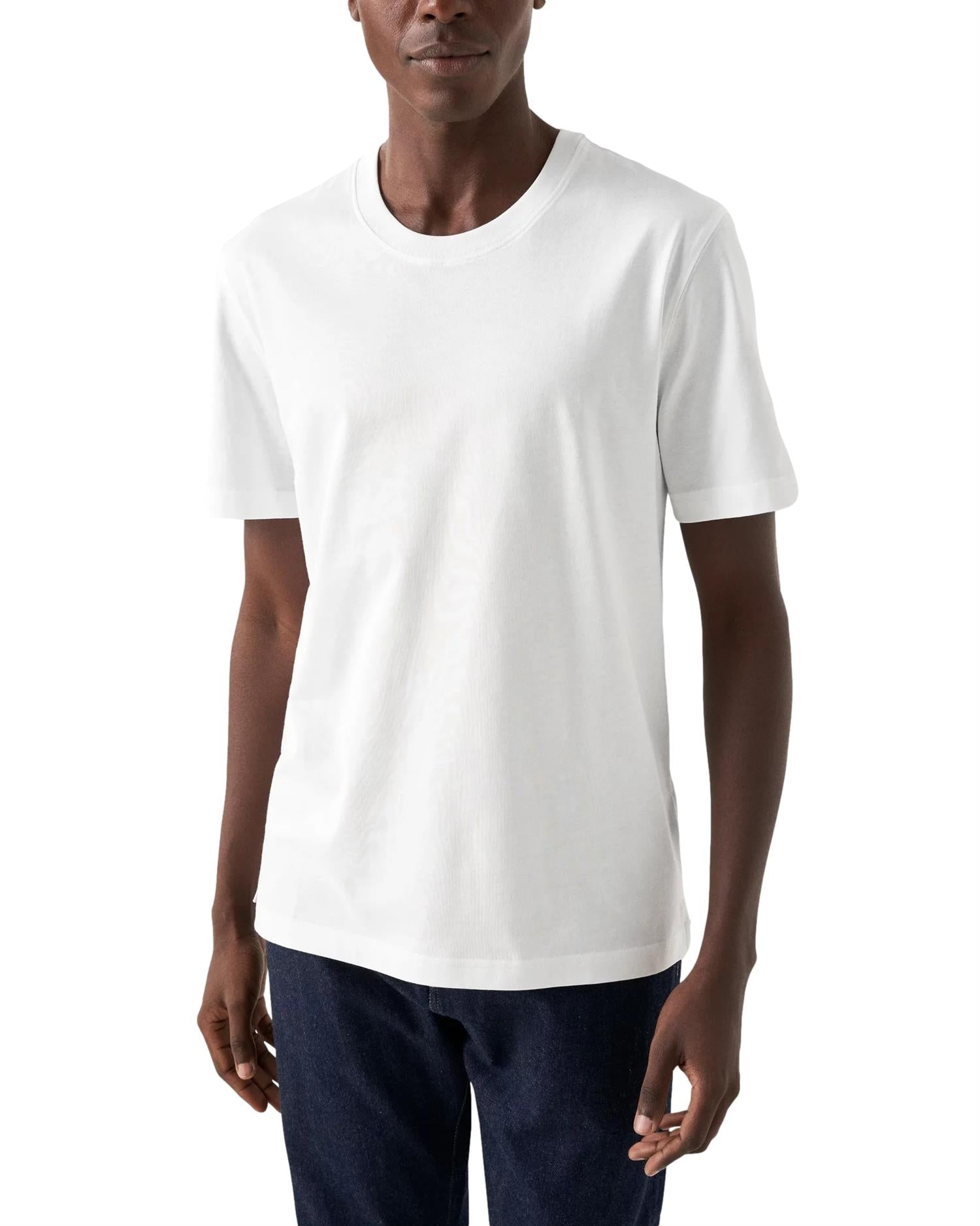 Eton White Cotton Single Jersey T-shirt T-Shirt Hvit - chrismoa.no