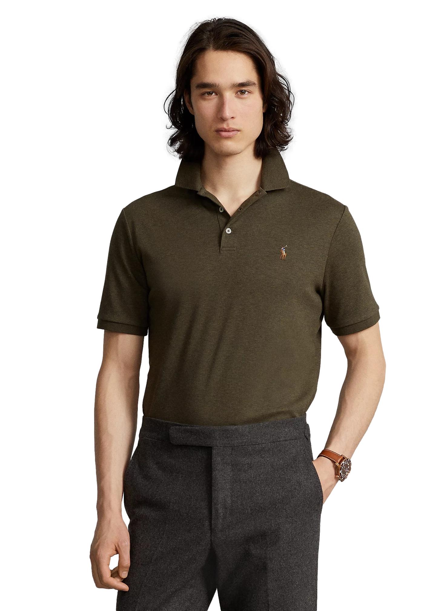 Polo Ralph Lauren Custom Slim Fit Soft Cotton Polo Shirt T-Shirt Oliven - chrismoa.no