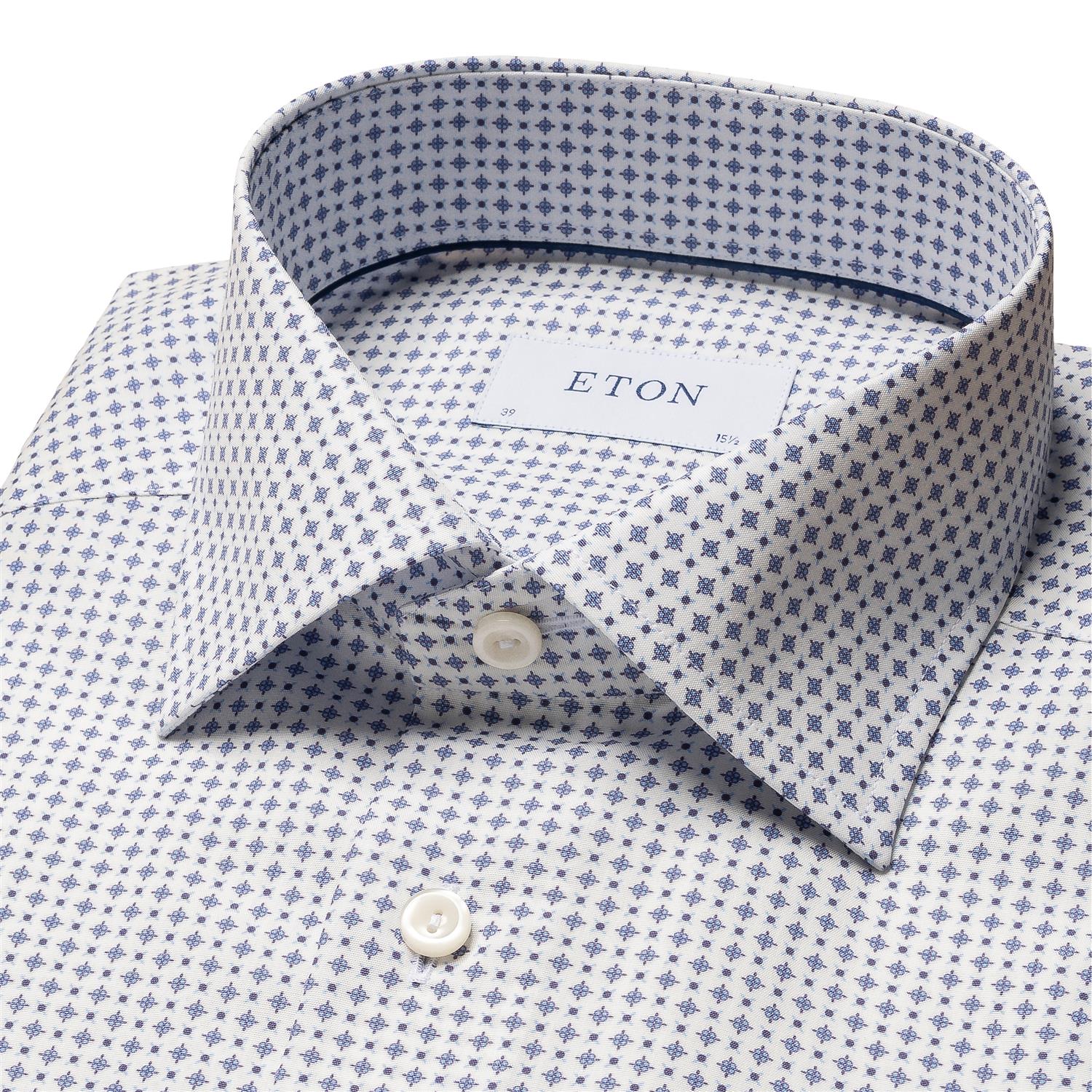 Eton Light Blue Micro Print Poplin Shirt Skjorte Mønster - chrismoa.no