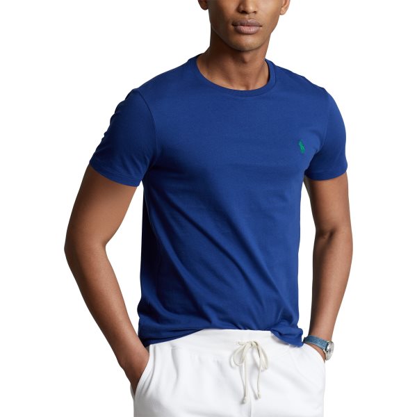 Polo Ralph Lauren Custom Slim Fit Jersey Crewneck T-Shirt T-Shirt Blå - chrismoa.no