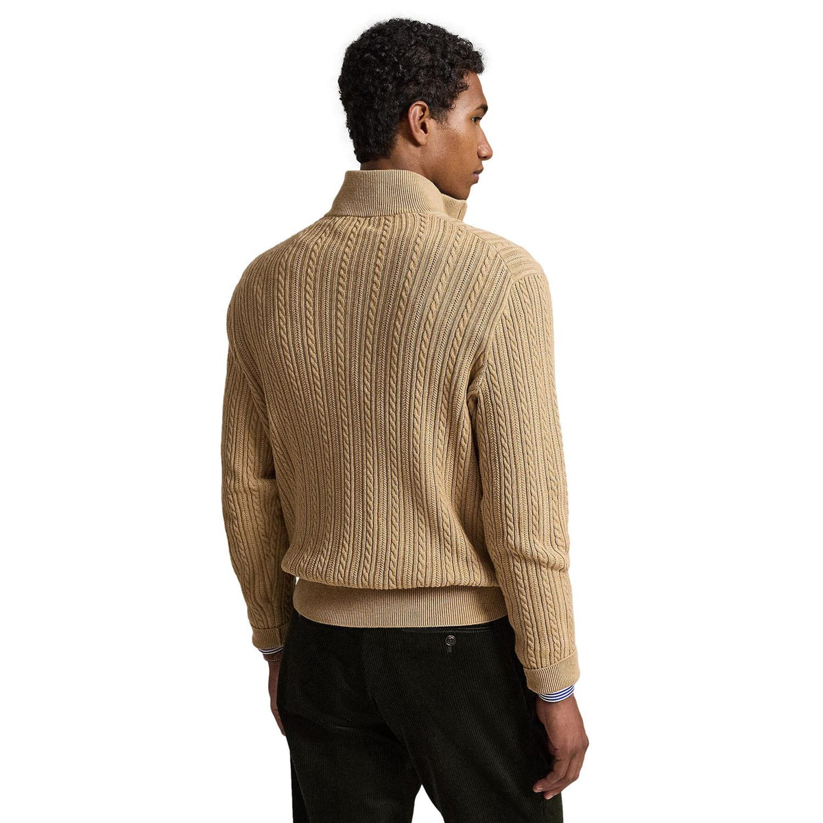 Polo Ralph Lauren Cable knit cotton mocknec sweater Genser Camel