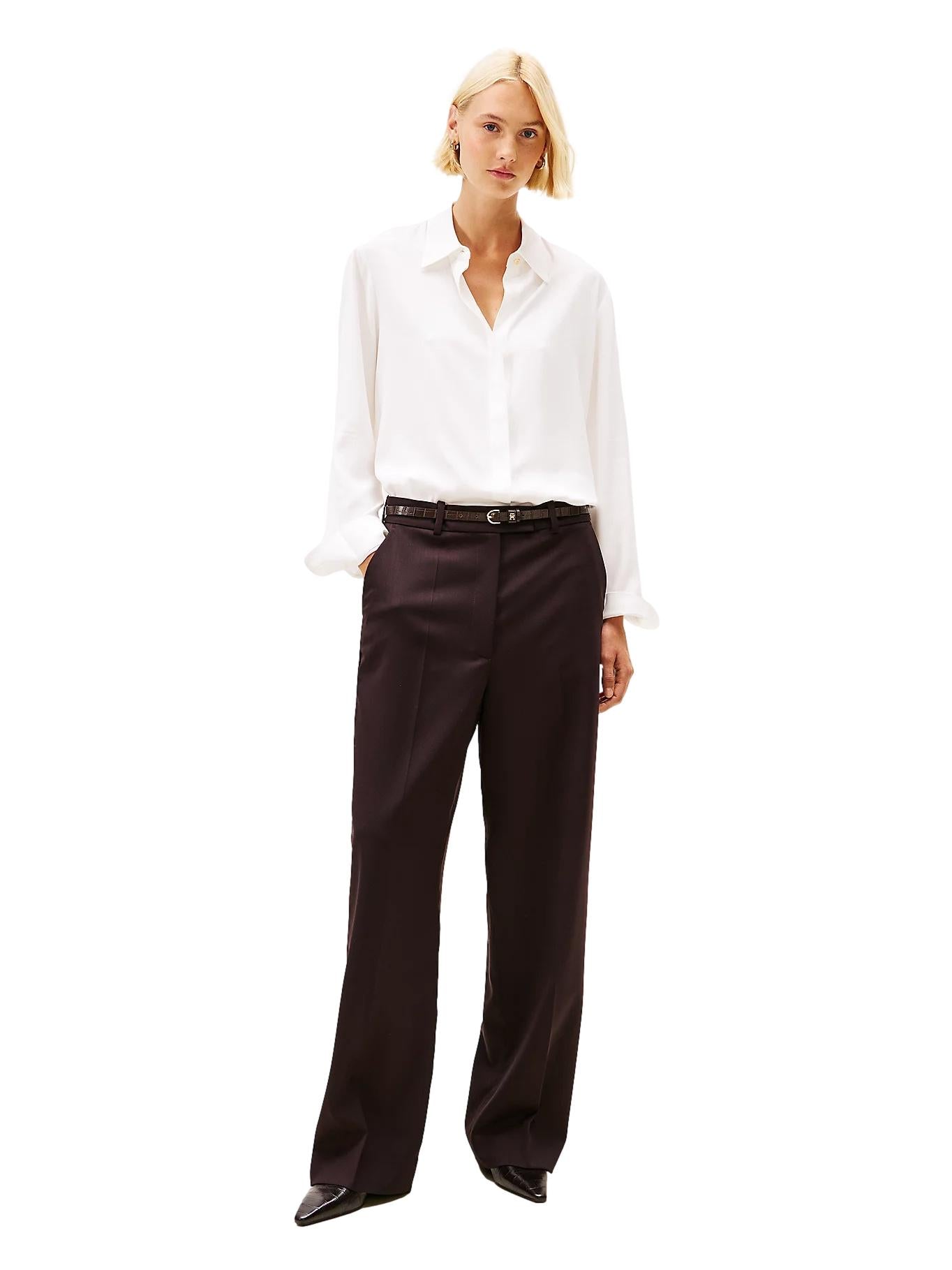 Tommy Hilfiger Regular Fit Concealed Placket Shirt Bluse Hvit - chrismoa.no