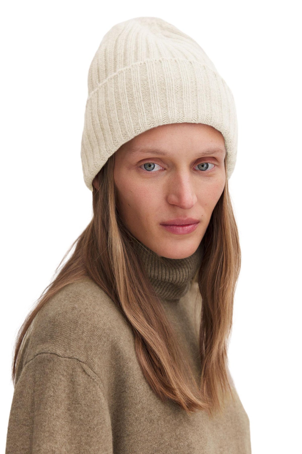Filippa K Wool Cashmere Rib Hat Lue Kremfarget