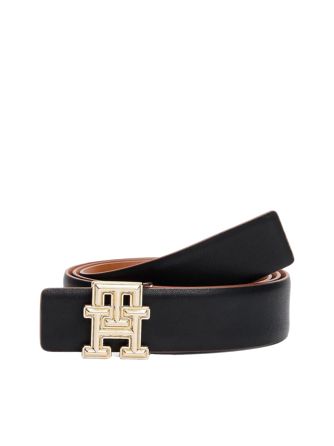 Tommy Hilfiger TH Monogram Reversible Leather Belt Belte Cognac