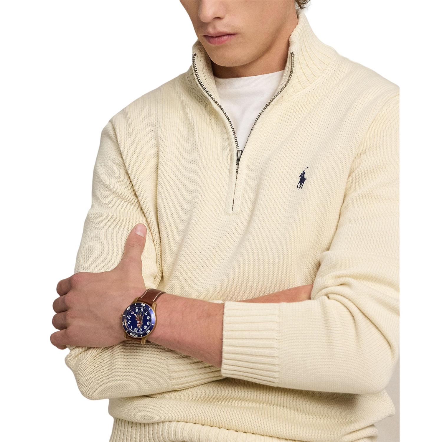 Polo Ralph Lauren Cotton Quarter-zip sweater Genser Kremfarget