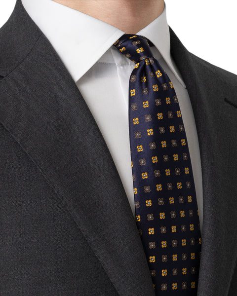 Eton Micro Floral Woven Silk Tie Slips Blå - chrismoa.no