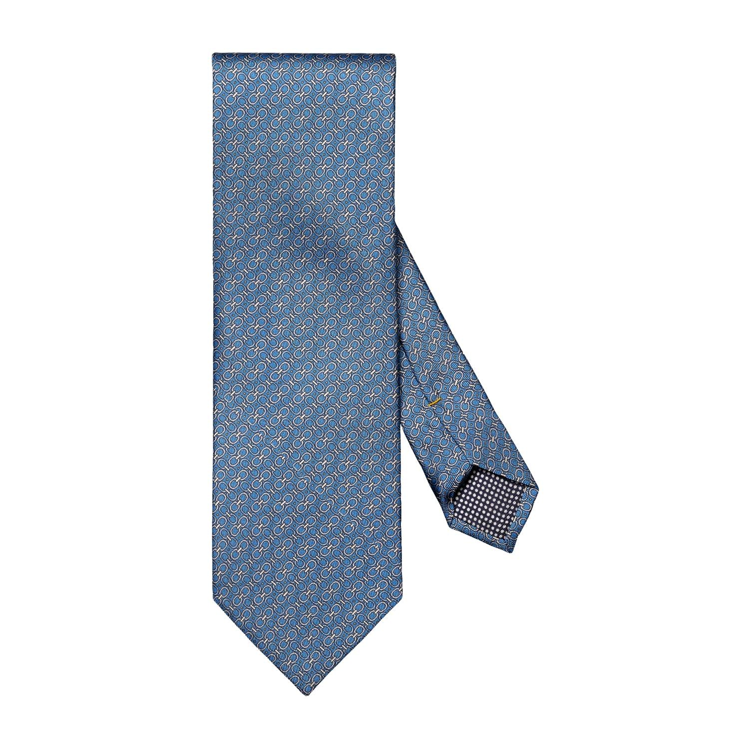 Eton Mid Blue Geometric Print Silk Tie Slips Blå - chrismoa.no