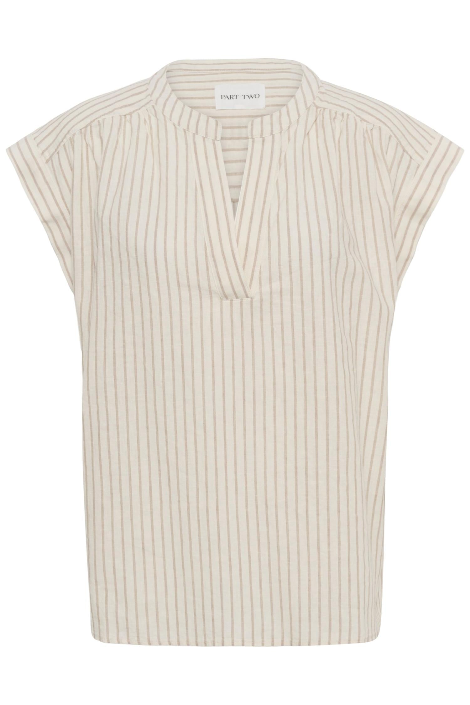 Part Two Bettinapw bluse skjorte med nøytral stripemønster, lett bomullsstoff og klassisk passform.