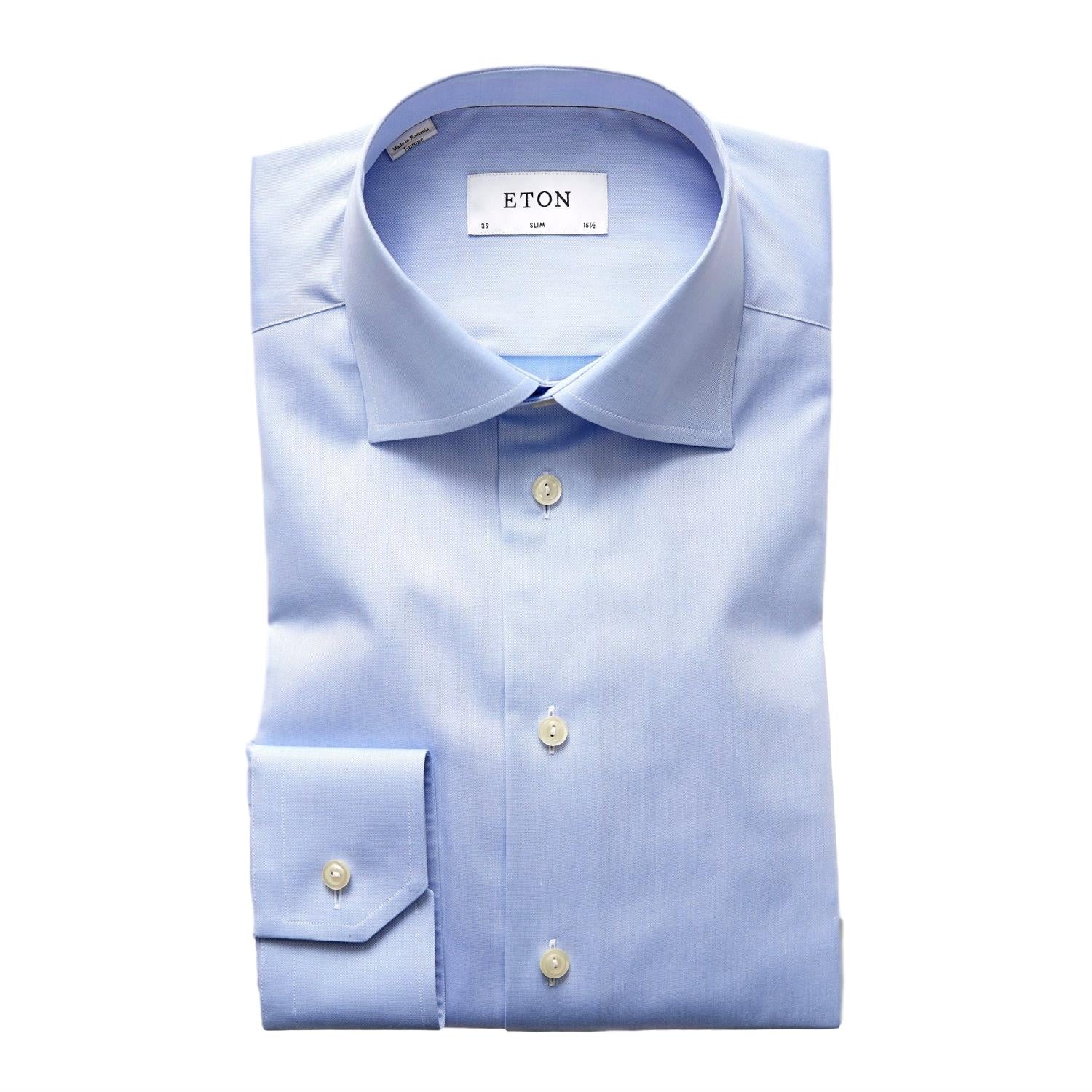 Eton Slim Signature Twill Skjorte Lyseblå - chrismoa.no