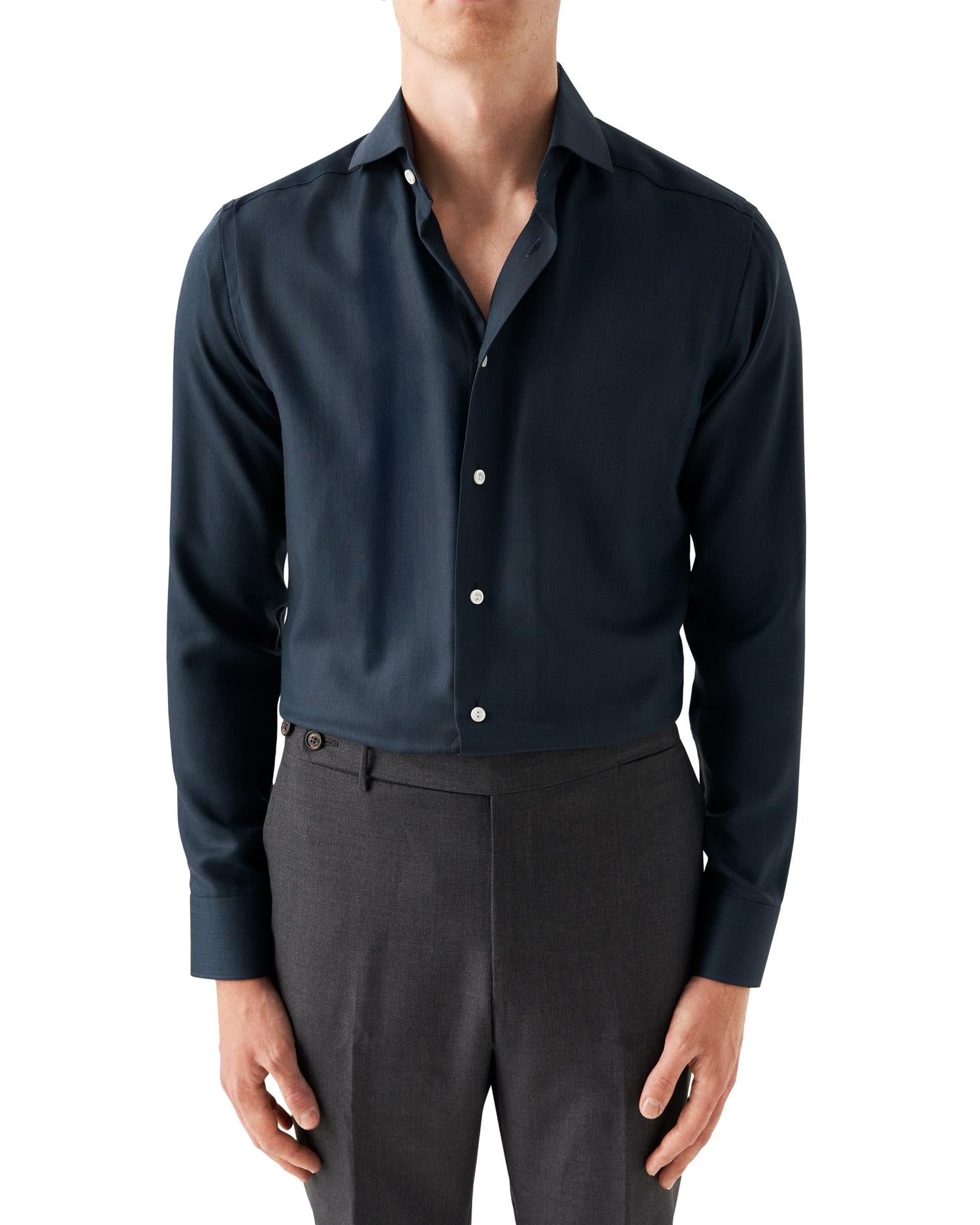 Eton Contemporary Blue Merino Shirt Skjorte Marine