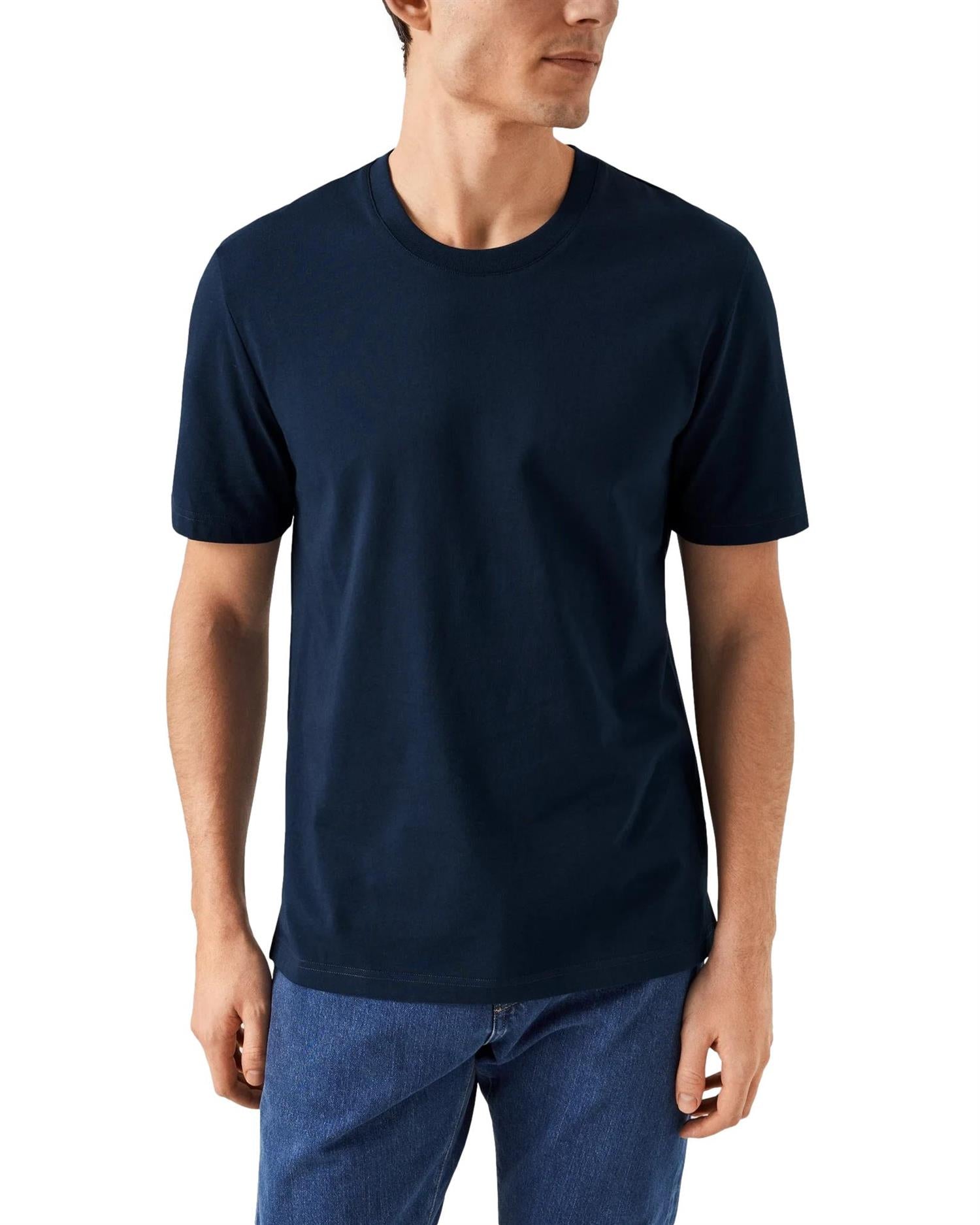 Eton Navy Cotton Single Jersey T-shirt T-Shirt Marine - chrismoa.no