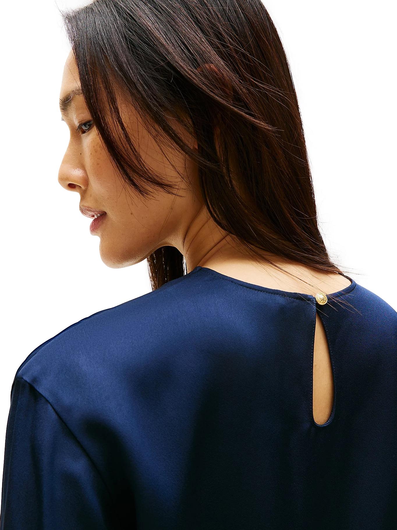 Tommy Hilfiger Sateen C-Neck Relaxed T-Shirt T-Shirt Mørkeblå - chrismoa.no