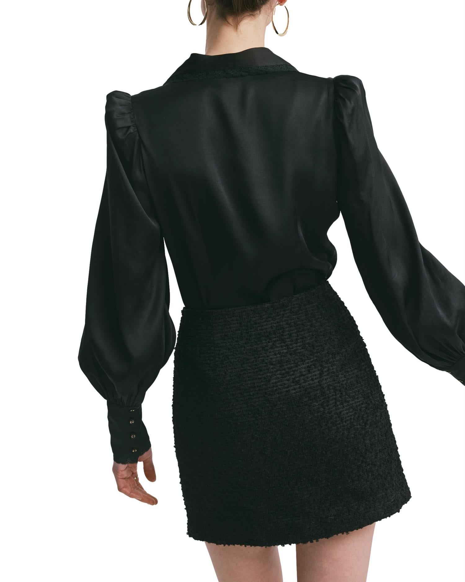 By TiMo Satin Blouse Bluse Sort - chrismoa.no