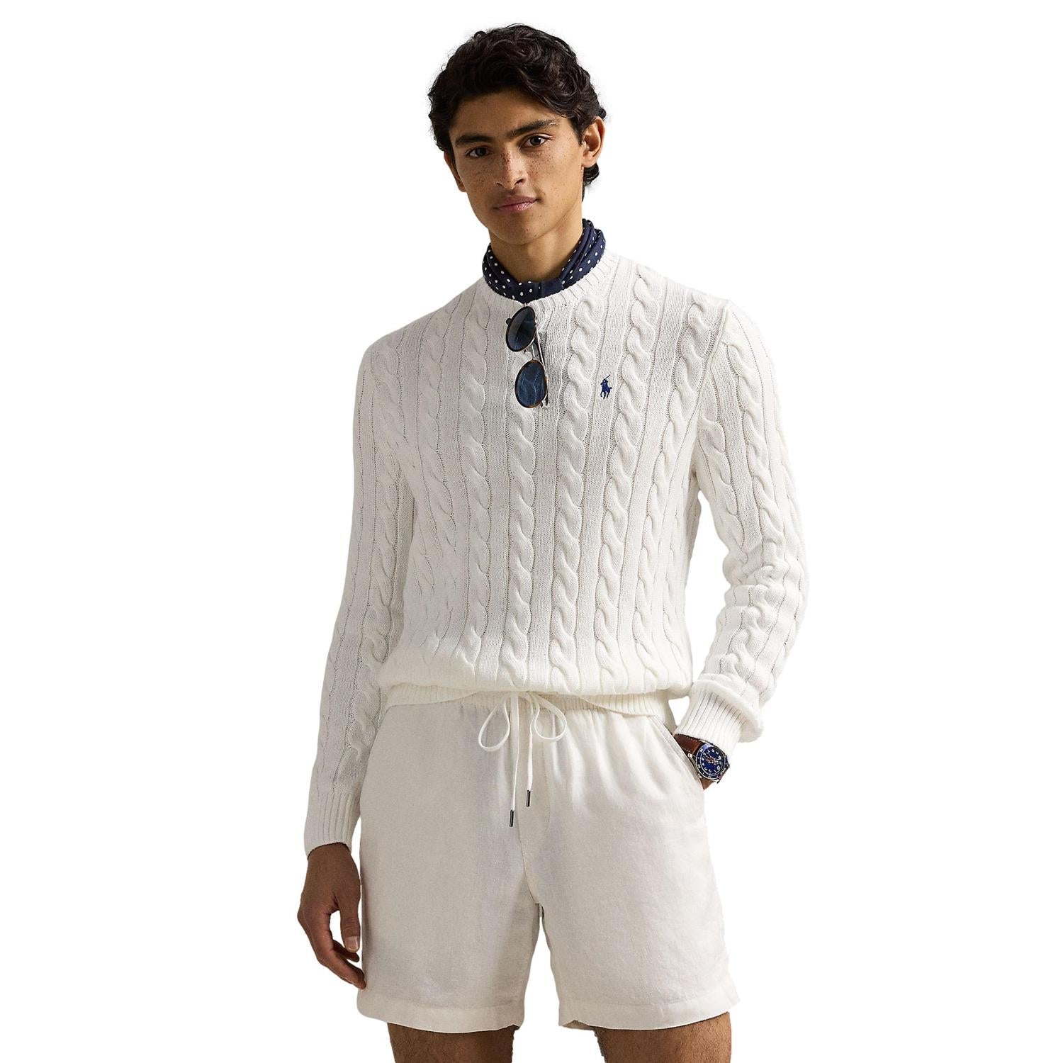 Polo Ralph Lauren CABLE-KNIT COTTON SWEATER Genser Hvit - chrismoa.no