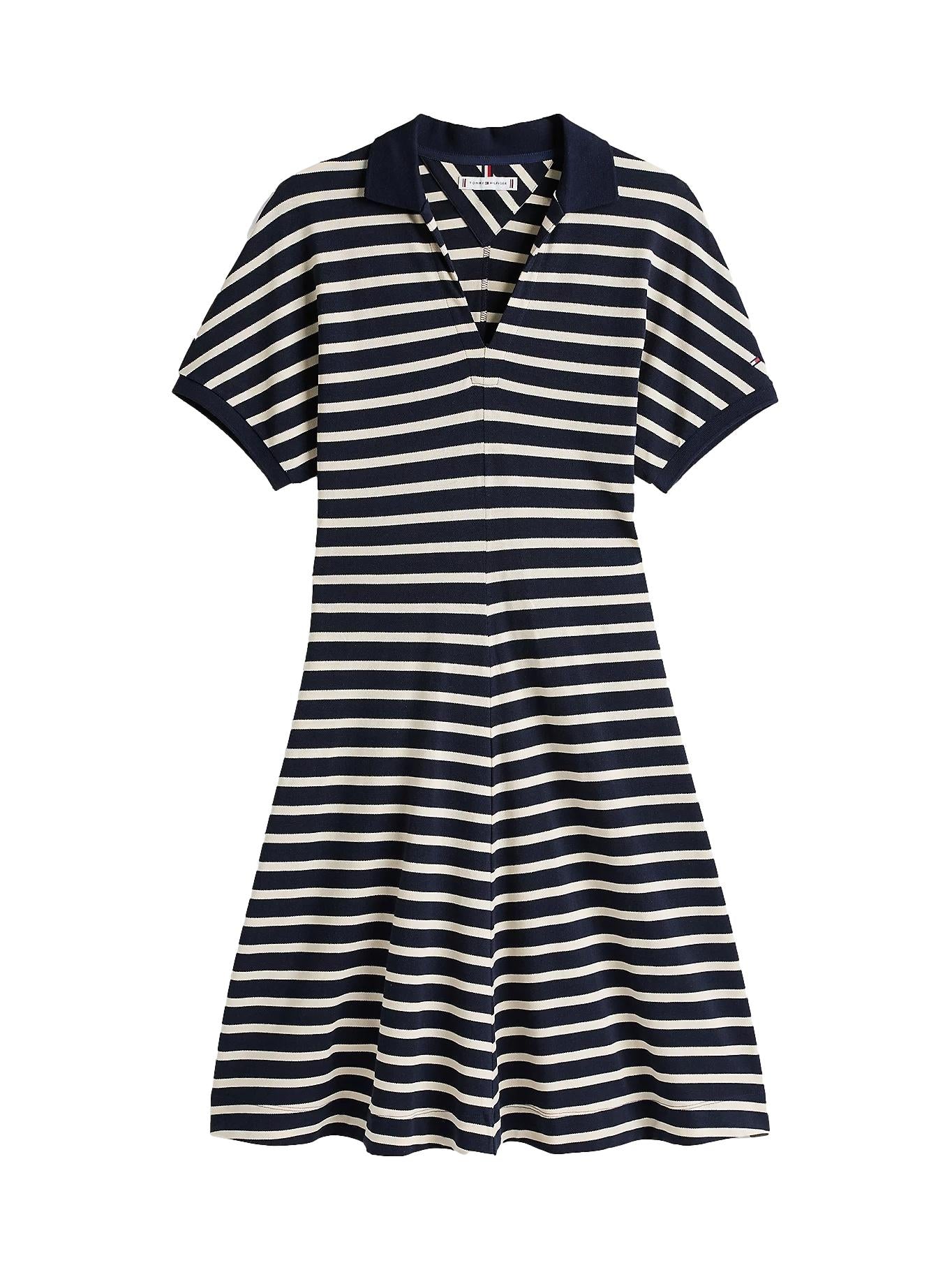 Tommy Hilfiger Lyocell Open-NK F&F Polo Dress Kjole Striper