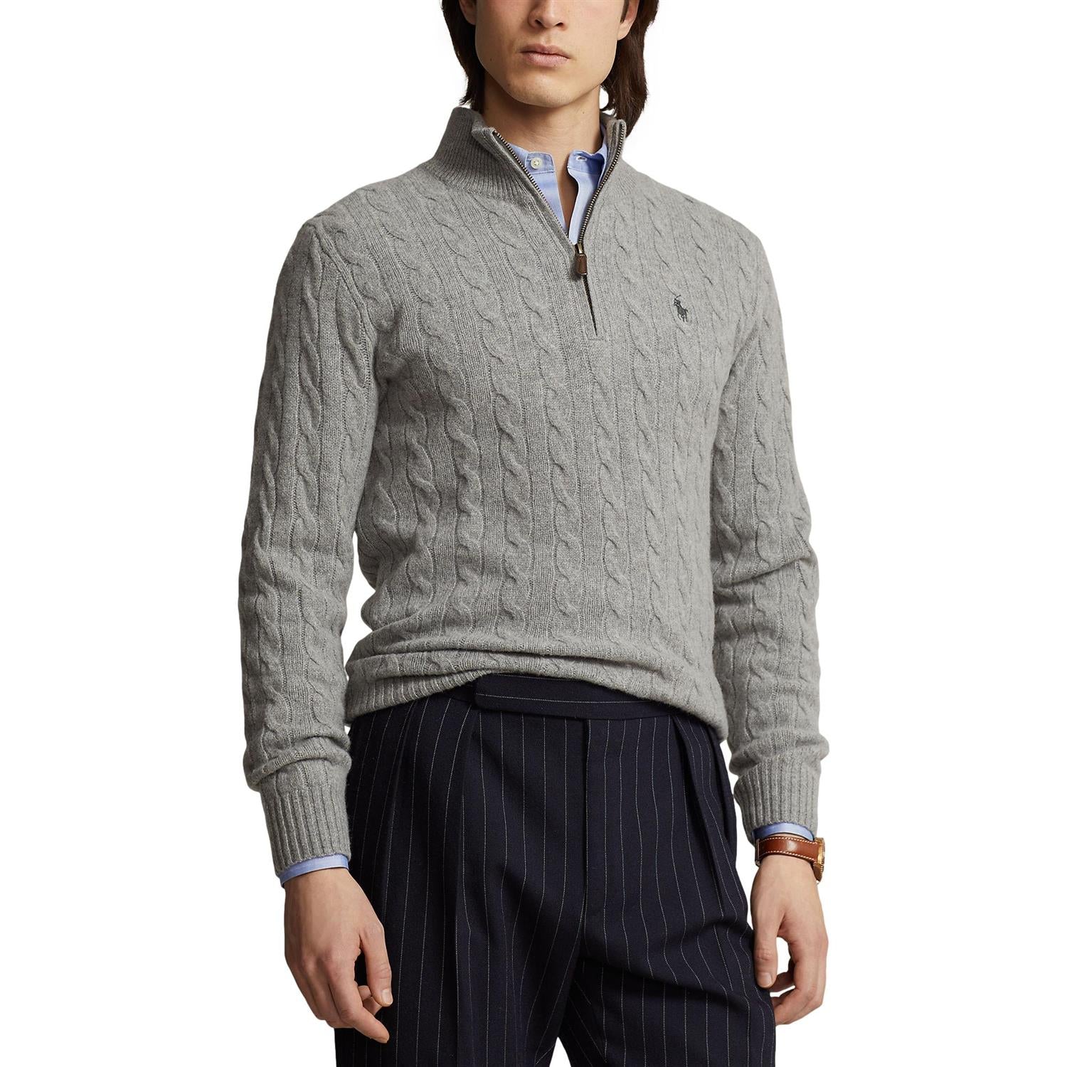 Polo Ralph Lauren Cable-Knit Wool-Cashmere Sweater Genser Grå - chrismoa.no