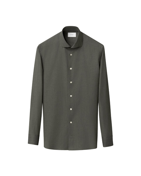 Eton Solid Signature Flannel Shirt Skjorte Grønn - chrismoa.no