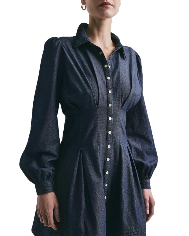 By TiMo Denim Fitted Dress Kjole Mørkeblå - chrismoa.no