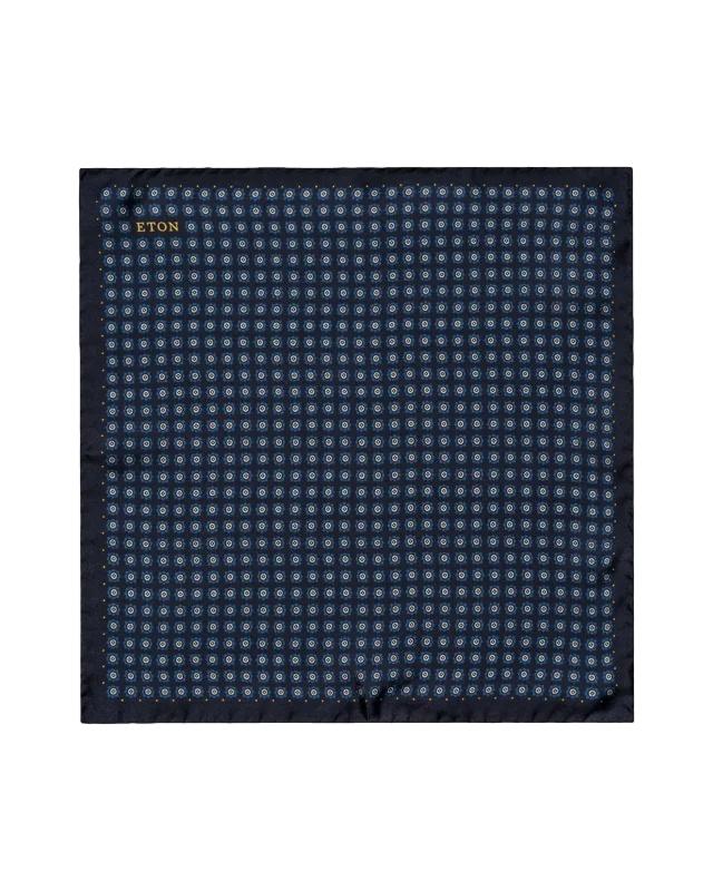 Eton Navy Blue Geometric Silk Pocket Square Tørkle Marine - chrismoa.no