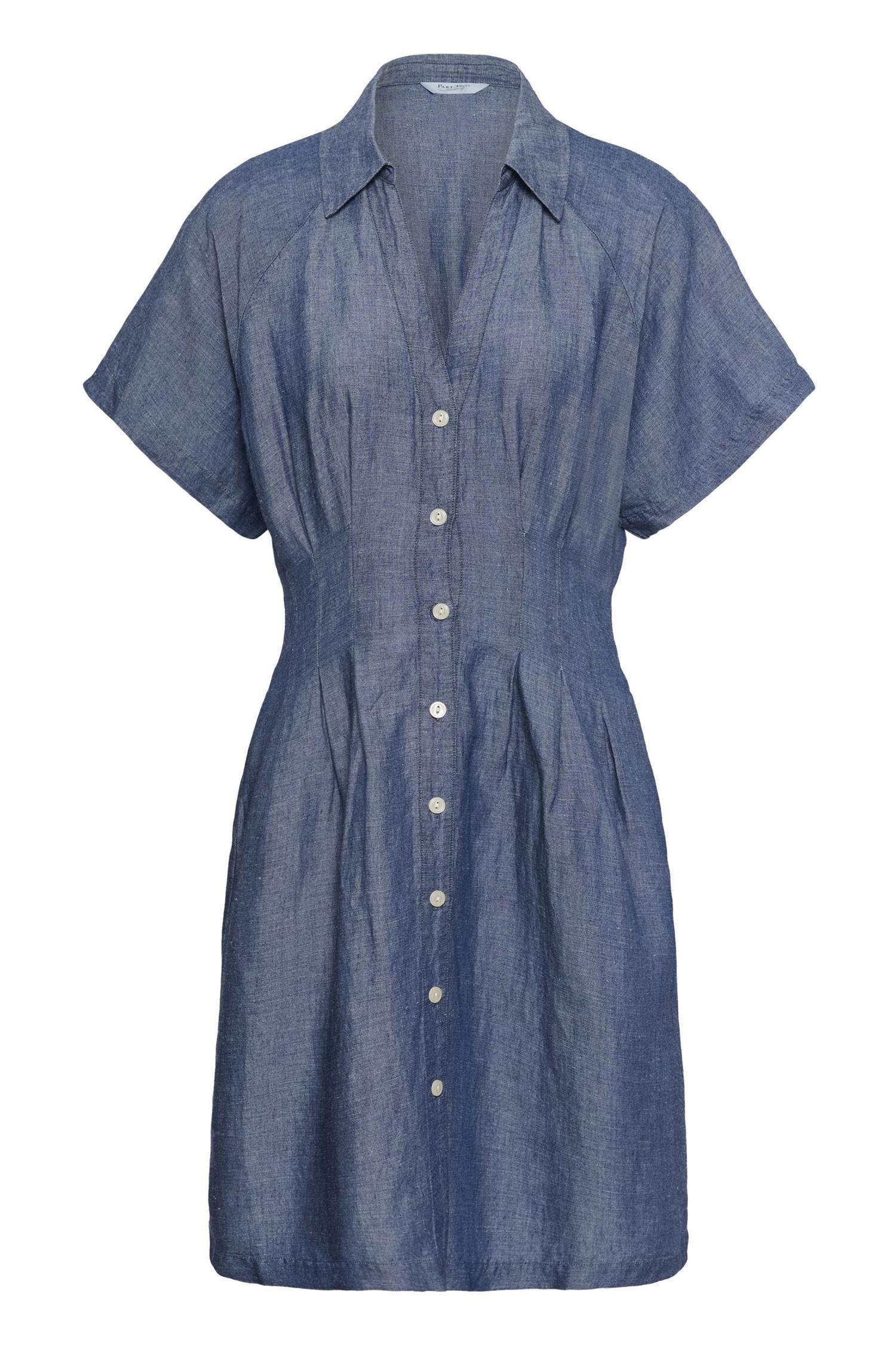 Part Two Betinepw kjole i blå chambray med lett stoff og klassisk passform, perfekt for sommerklær og hverdagsbruk.