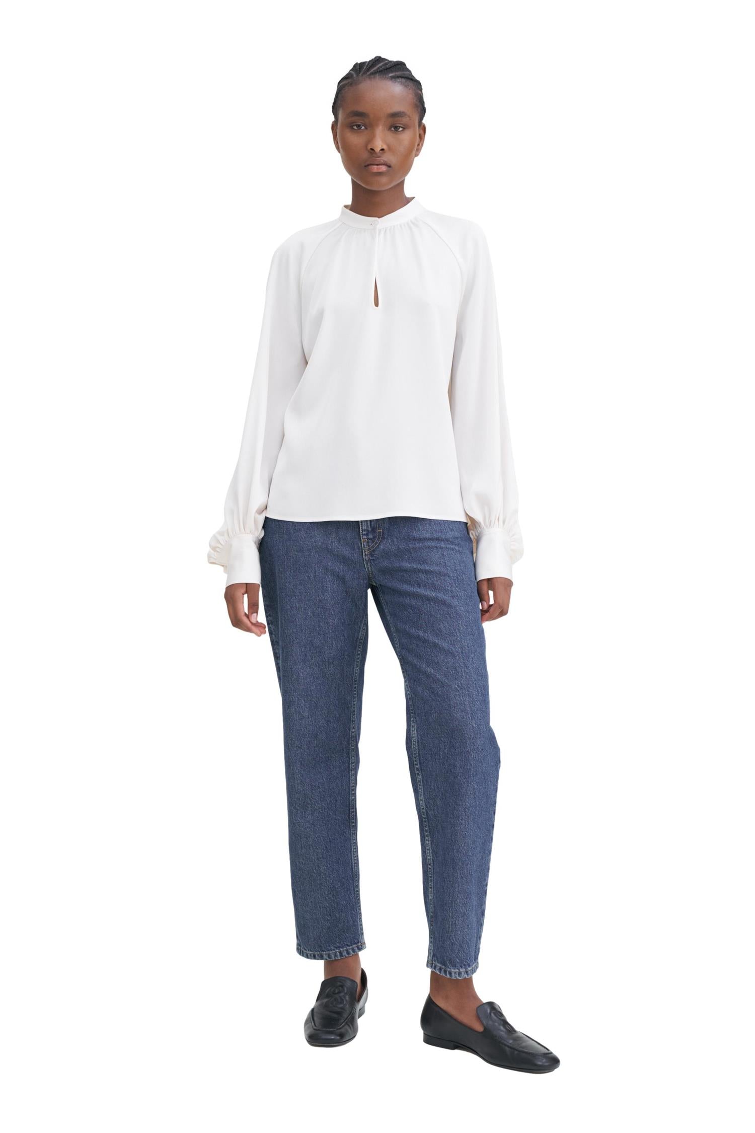 Filippa K Stand Collar Blouse Bluse Off-White