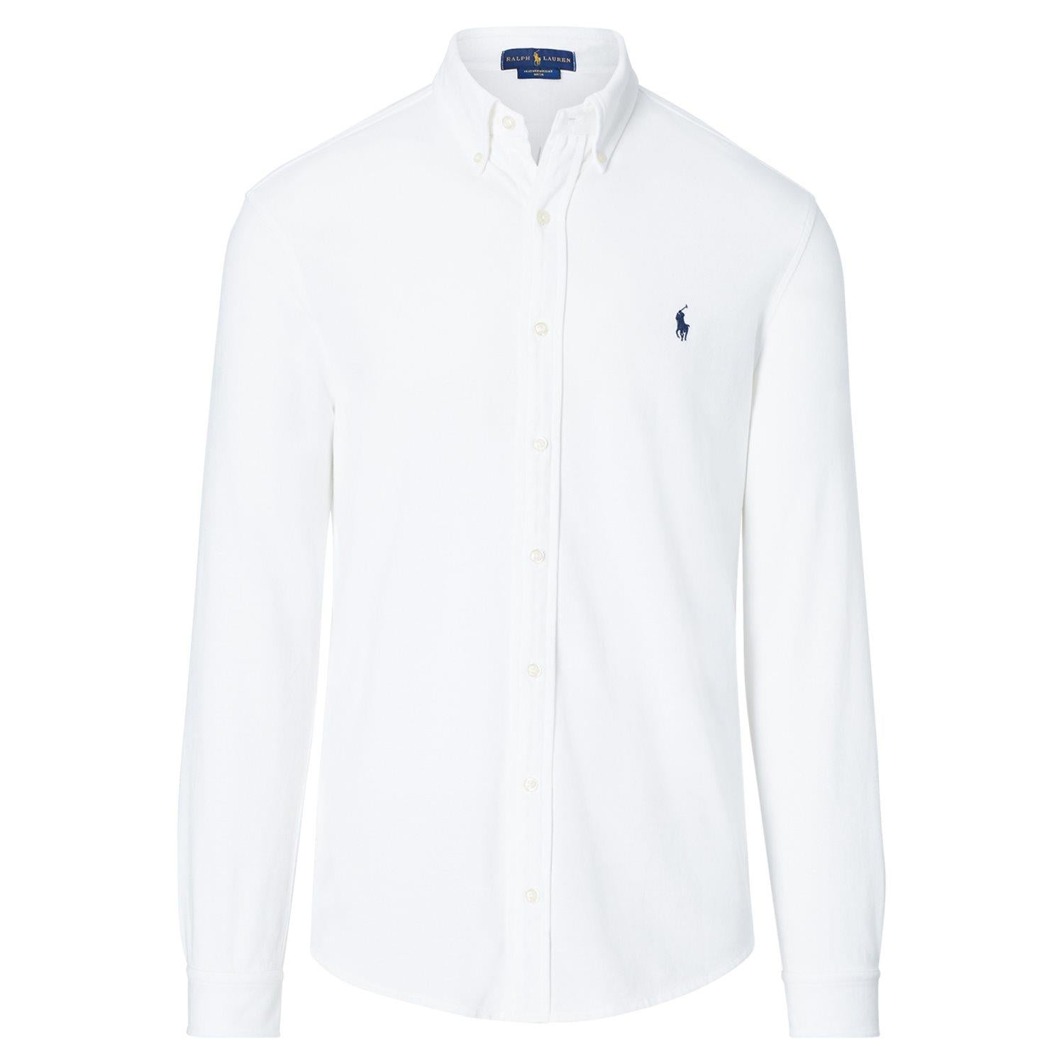 Polo Ralph Lauren Featherweight Mesh Skjorte Hvit - chrismoa.no