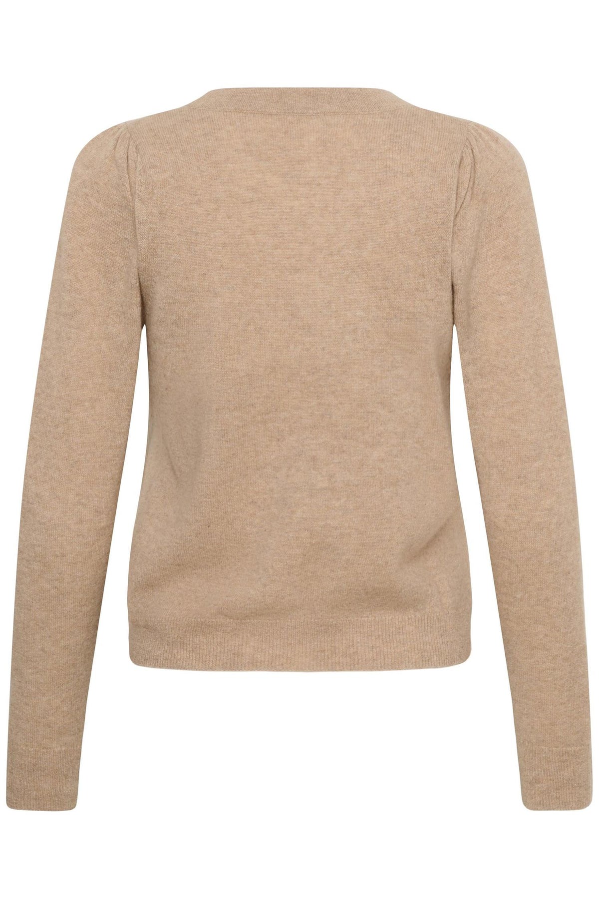 Part Two Evinapw genser i lys camel melange, myk og komfortabel med rund hals og lang erm.