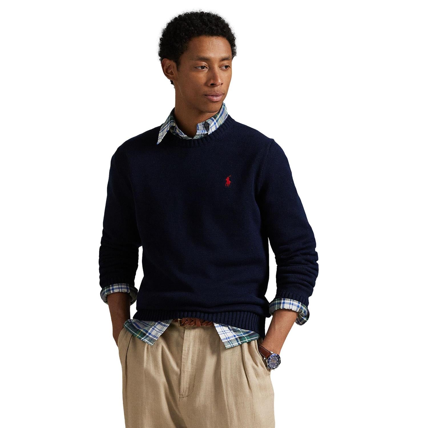 Polo Ralph Lauren Cotton Crewneck Sweater Genser Marine