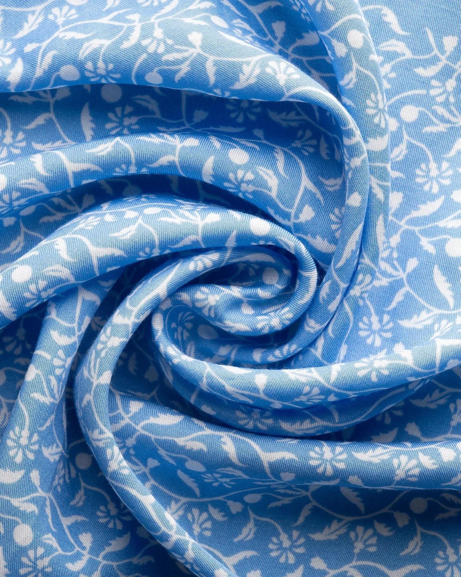 Eton Floral Cotton Silk Bandana Tørkle Lyseblå - chrismoa.no