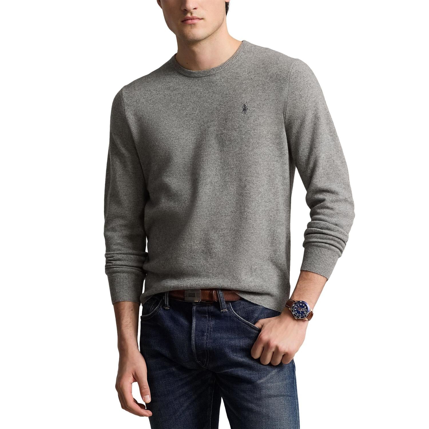 Polo Ralph Lauren Wool Crewneck Sweater Genser Grå - chrismoa.no