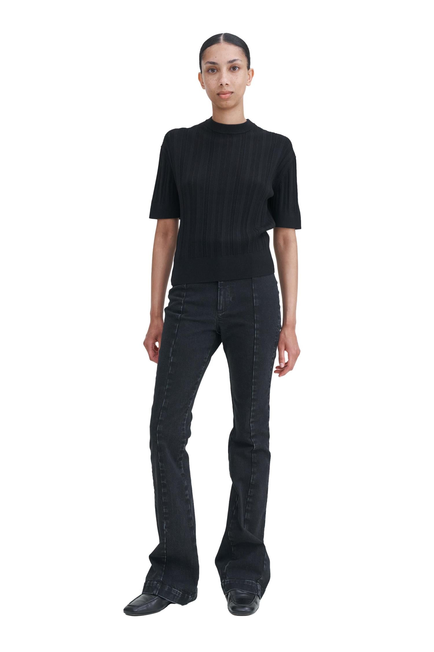 Filippa K Braid Knit-Shirt Genser Sort