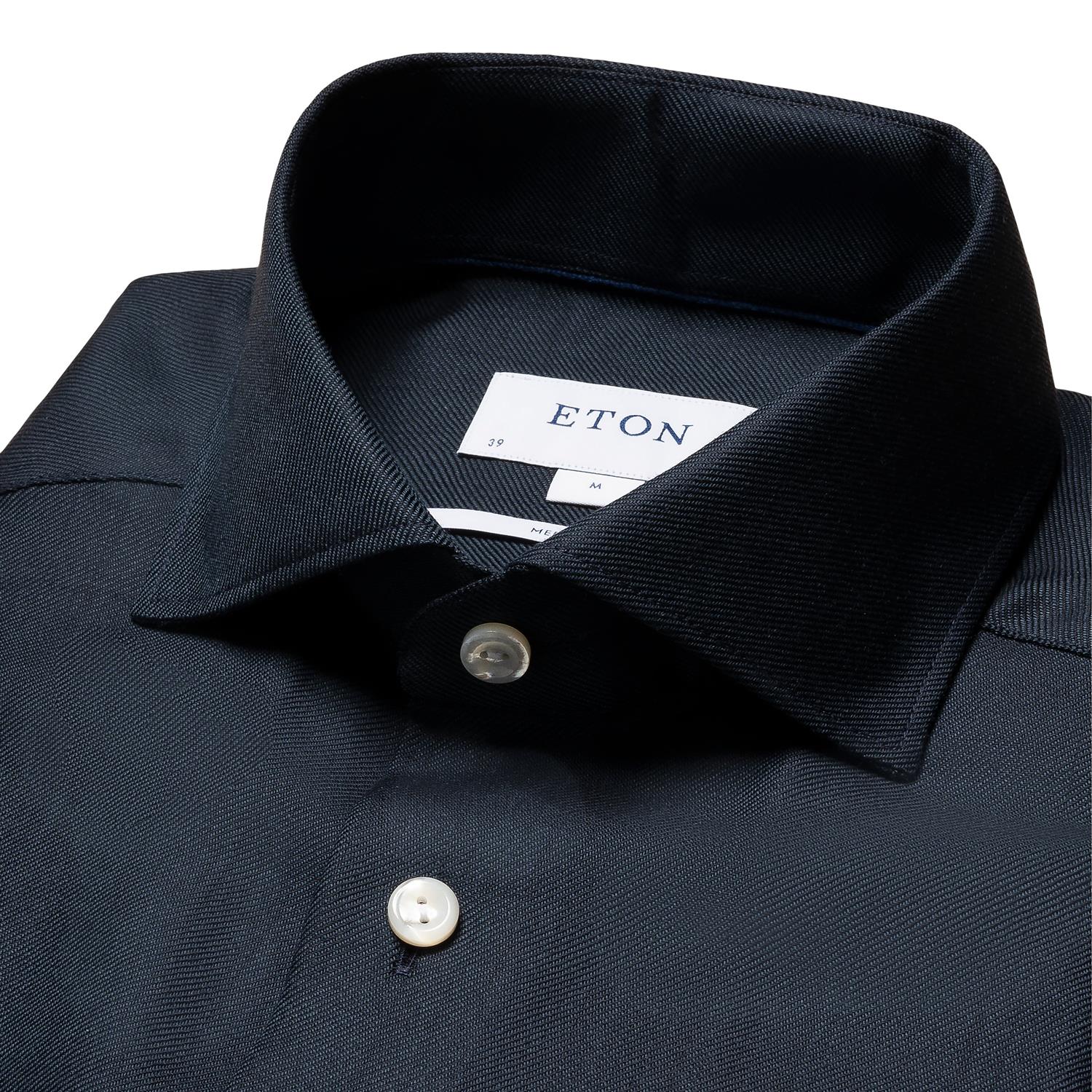 Eton Contemporary Blue Merino Shirt Skjorte Marine