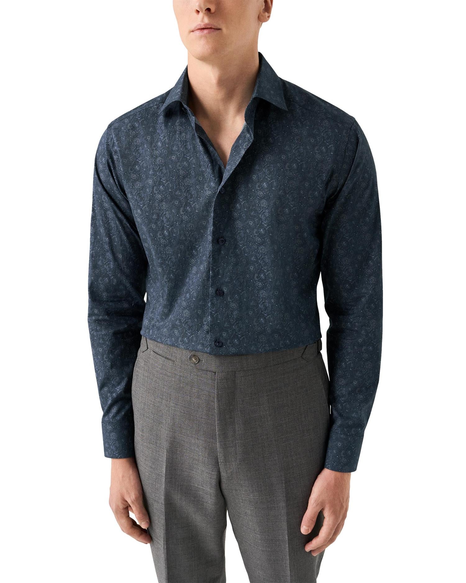 Eton Motif Signature Twill Shirt Contemporary Fit Skjorte Mønster - chrismoa.no