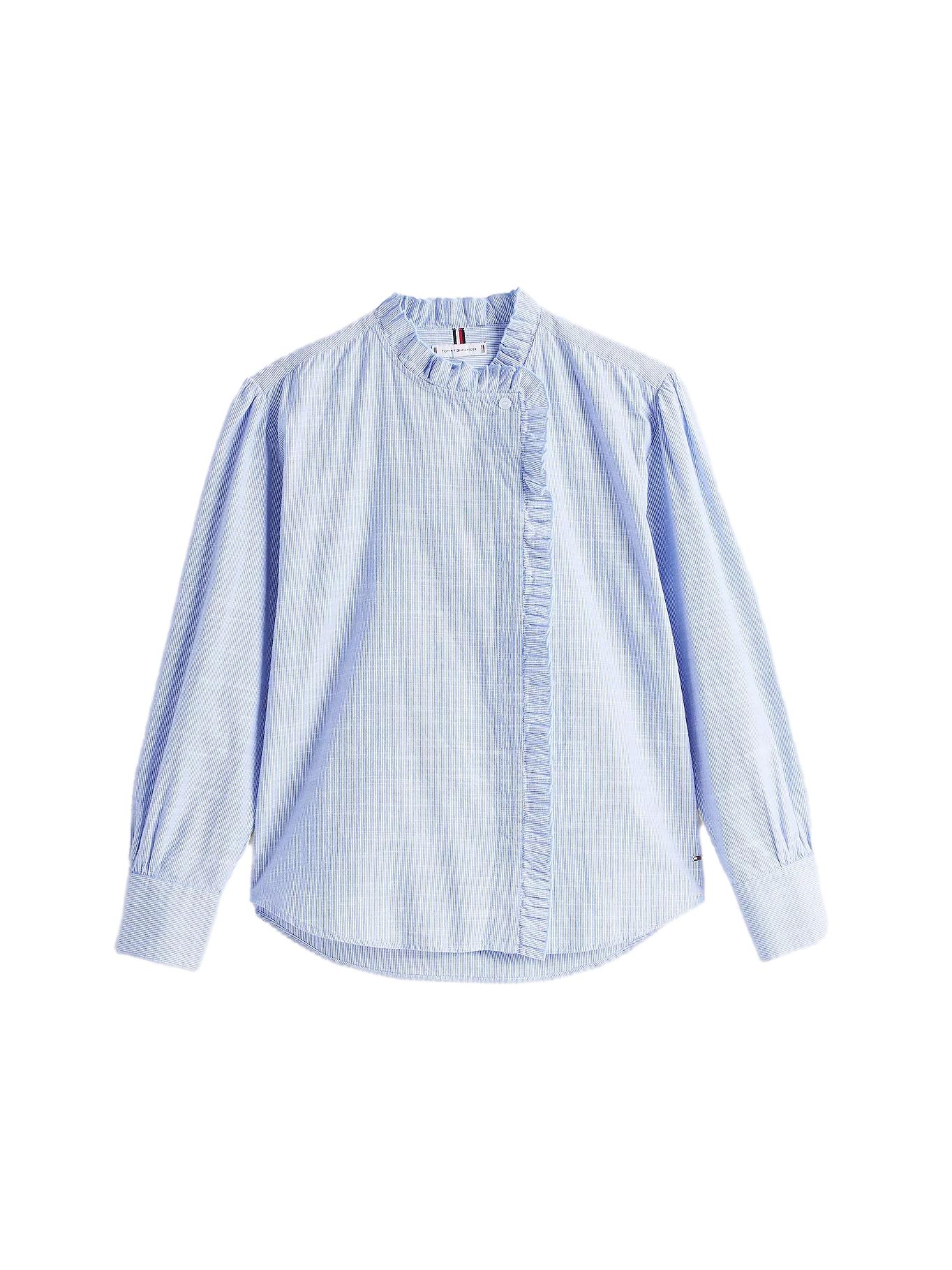 Tommy Hilfiger Cotton STP Ruffle Relaxed Shirt Skjorte Lys Blå Melert