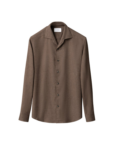 Eton Solid Flannel Shirt Skjorte Brun