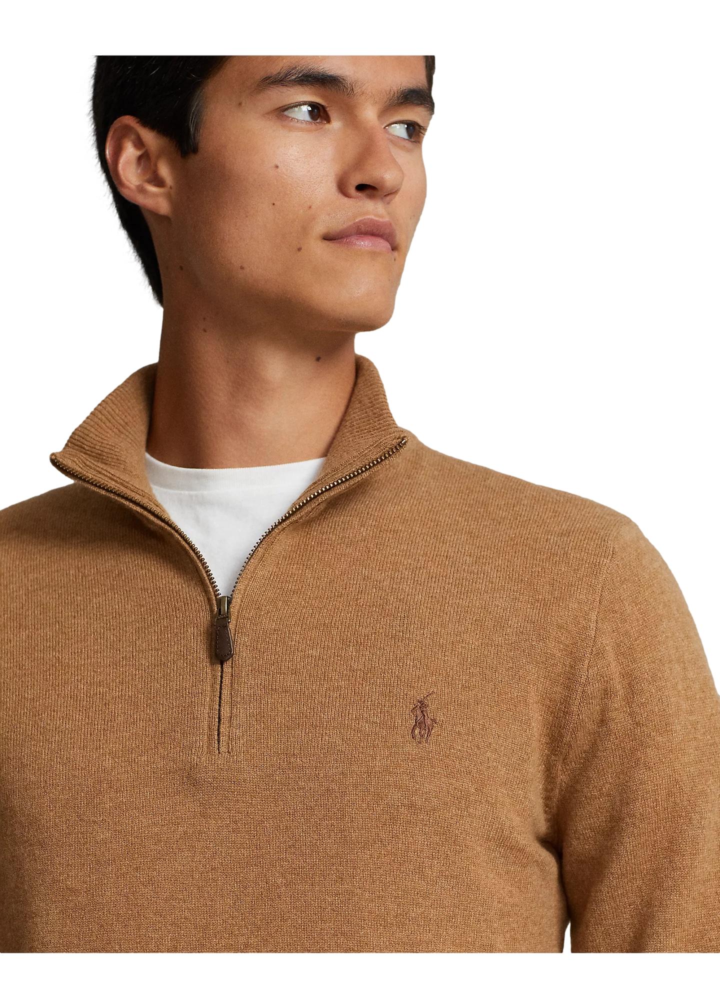 Polo Ralph Lauren Wool Quarter-Zip Sweater Genser Camel - chrismoa.no