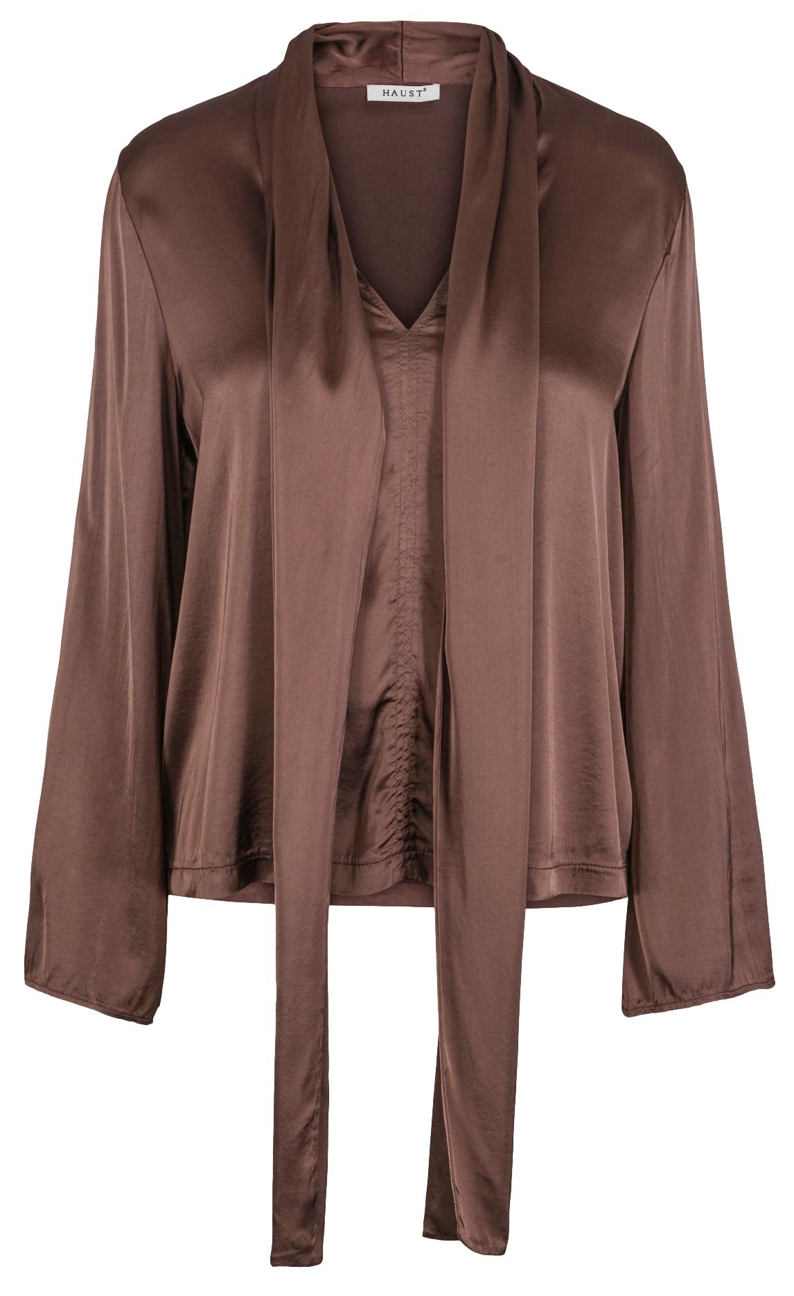 Haust Tie satin strech blouse Bluse Brun