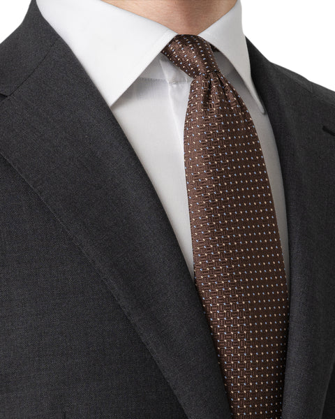 Eton Micro Geometric Woven Silk Tie Slips Brun - chrismoa.no